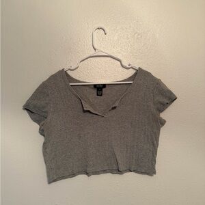Wild Fable Heather Gray V-Neck Crop Top